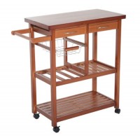 New Wood Portable Rolling Home Storage Cart Drawers Kitchen Table Trolley