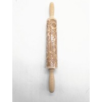 Christmas Print Wooden Rolling Pin Laser Engraved Embossed Rolling Pin for Baking pastry