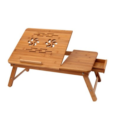 Tilting Drawer Foldable Deskbamboo Laptop Table